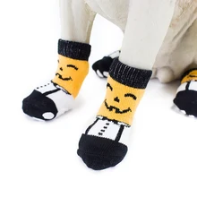4pcs/lot Halloween Anti-Slip Dog Socks Cute Pet Shoes Shoe Spring Summer Breathable Soft Dogs Sock