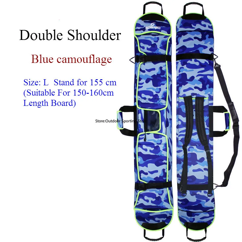 145-155 см лыжные сноубордические сумки ткань для дайвинга материал Лыжная доска сумка для сноуборда устойчивая к царапинам моноплата защитный чехол - Цвет: Blue Size L Double