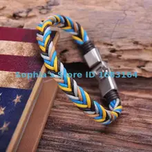 G138 зеленый Прохладный металлическая застежка плетеные конопли кожаный браслет манжеты мужские