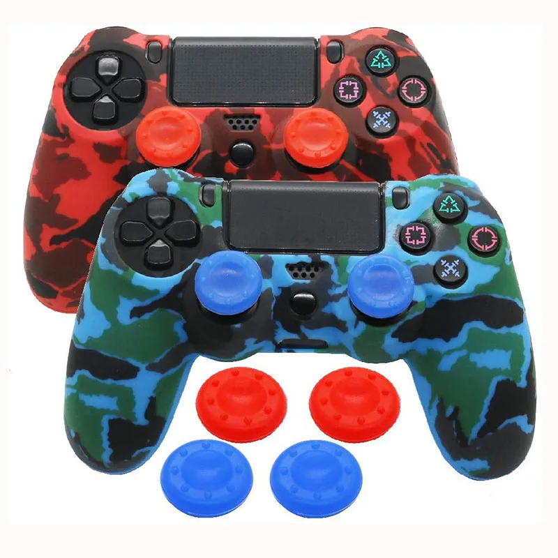 

2Sets Silicone Skin for PS4 Controller Anti-Slip Silicone Skin Protector Cover Case for PS4 Slim Pro Controller with Thumb Grips