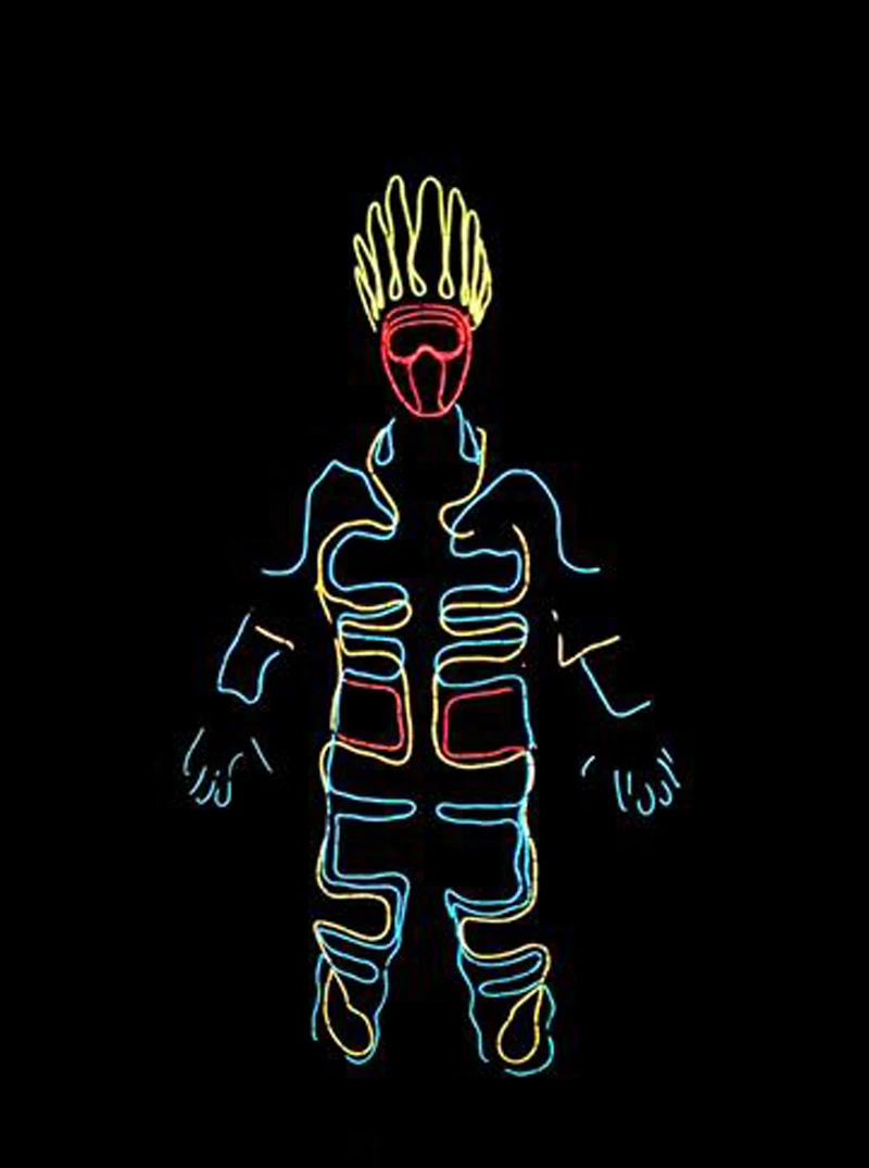 Special Price DHL Free EL costume EL Cold Light Glowing Dance Clothing EL Indian Luminous Costumes Scintillation Costume Men LED Clothes Cold