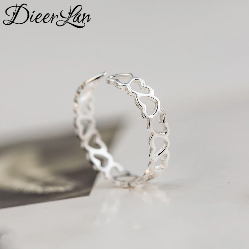 

New Arrivals 925 Sterling Silver Heart Rings for Women Adjustable Size Ring Fashion sterling-silver-jewelry