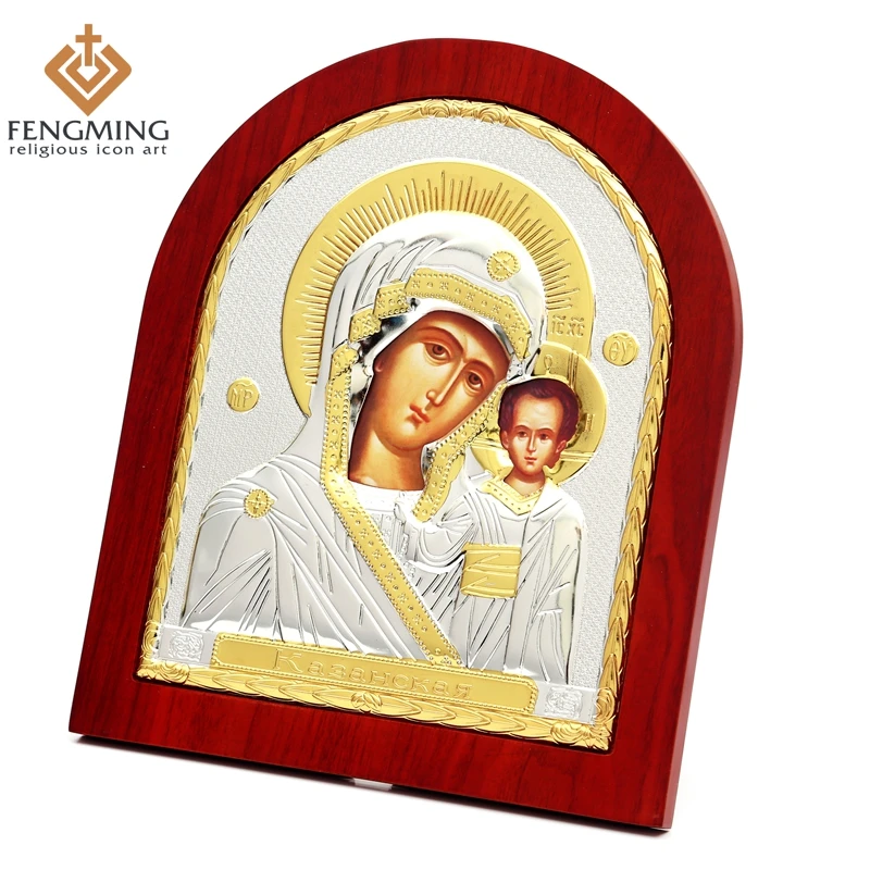 

wood design painting truesilver Russian greek orthodox icons of virgin mary kazan decoration gifts