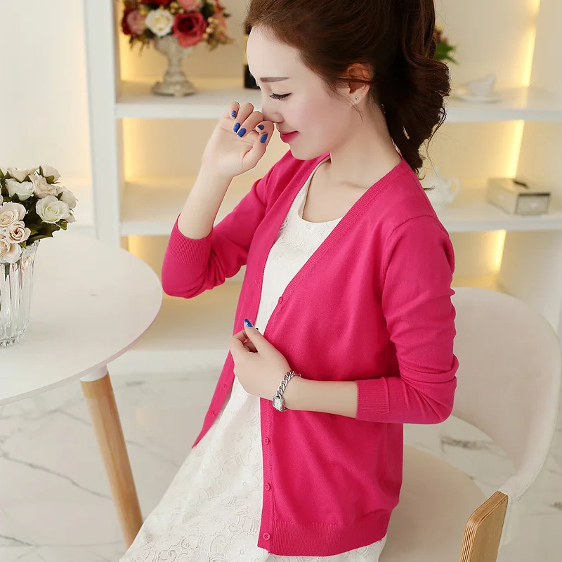 2016 Spring And Autumn Sweater Women Long-Sleeve Cardigan Female Air Conditioning Coat High Quality 15 Colors |