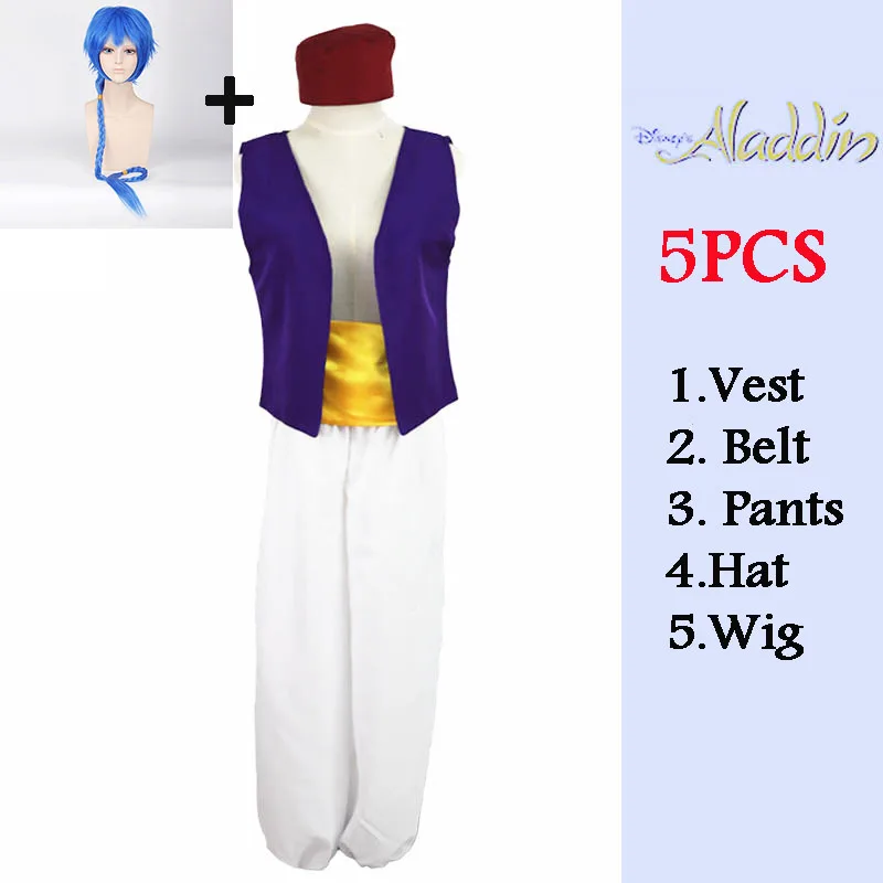 

Carnival costume Anime Aladdin Lamp Prince Cosplay Costume Adult Halloween Costume For Men Aladdin Play Costume Full Set and wig