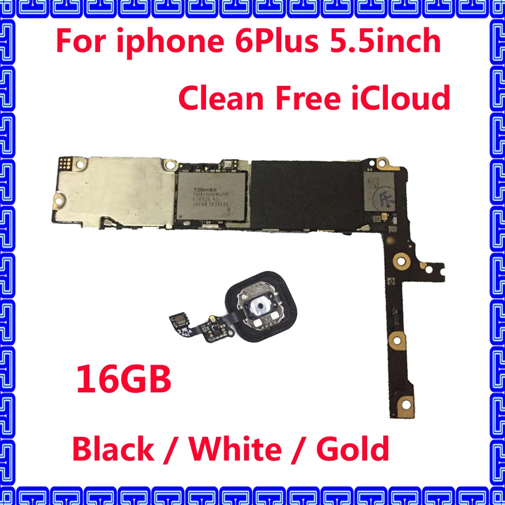 

Original IOS system mainboard with / without touch ID for iphone 6Plus,16GB unlocked iCloud motherboard for iphone 6 Plus+Chips