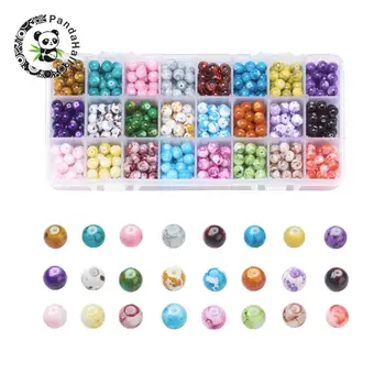 

8mmRound Mixed Color Drawbench Spray Painted Baking Painted Glass Beads Hole: 1.3~1.6mm about 720pcs/box Packaging 21.8x11x3cm