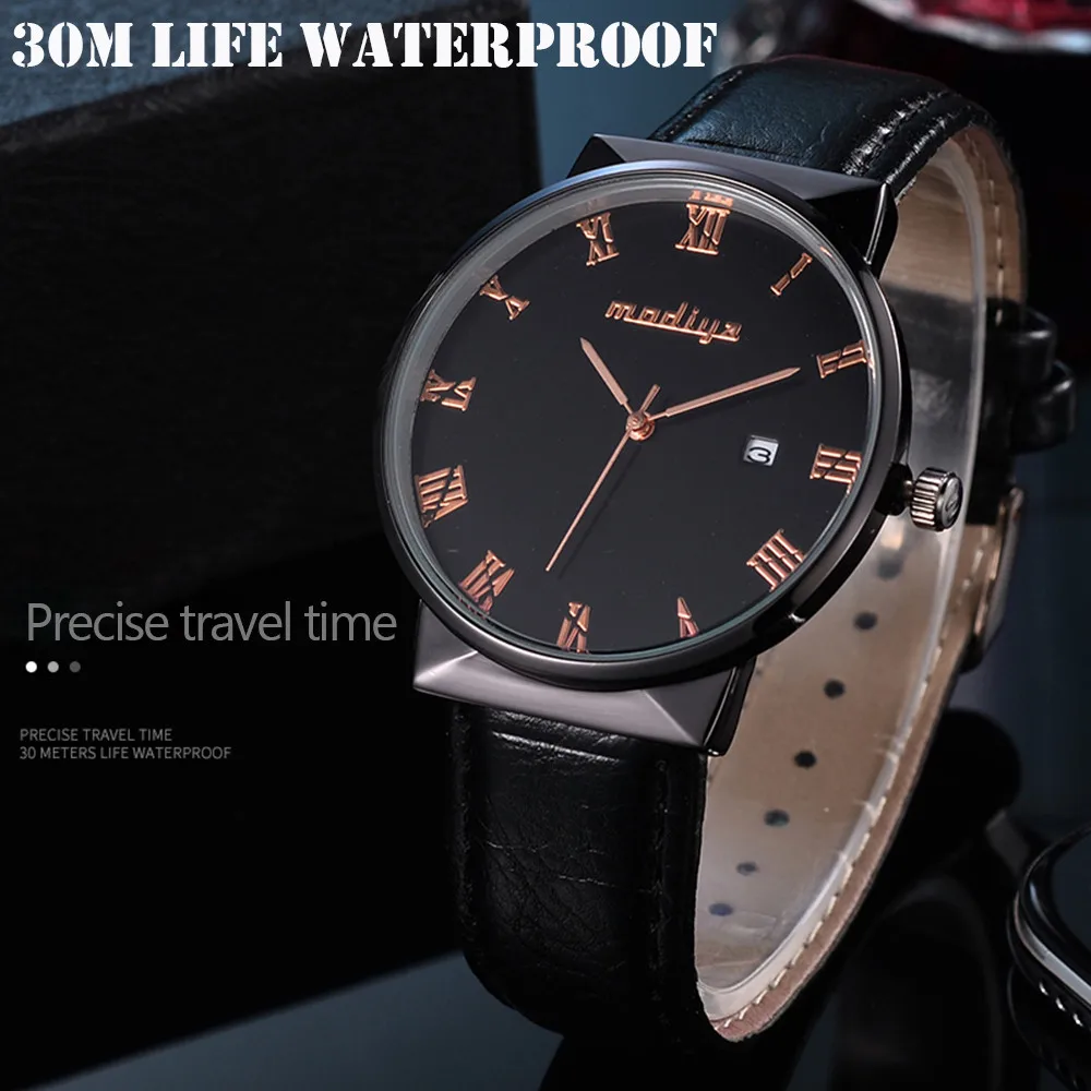 

Fashion Waterproof Leather Band Quartz Analog Wrist Watches men watches 2018 luxury brand clock men waterproof wristwatch tops