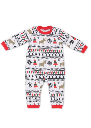 Новинка; сезон осень-зима; Повседневный праздничный пижамный комплект с рождественским принтом для родителей и детей - Цвет: Baby Girl