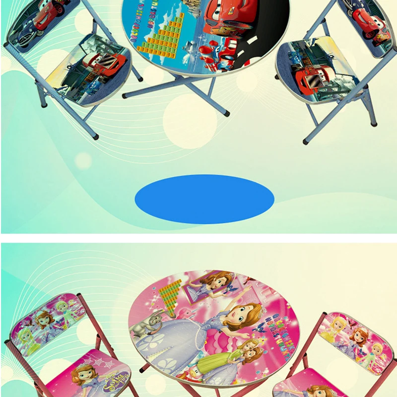 Фоллидинг обеденный стол и Chiar набор для детей надёжный безопасный пластиковый мини-столы регулируемая высота мультфильм дизайн детская мебель