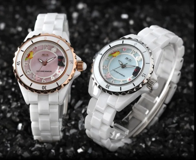 Роскошные керамические ЖЕНСКИЕ НАРЯДНЫЕ часы бренд мини глиняные кварцевые наручные часы с циферблатом из натуральной раковины, сапфировое стекло 3 АТМ NW861