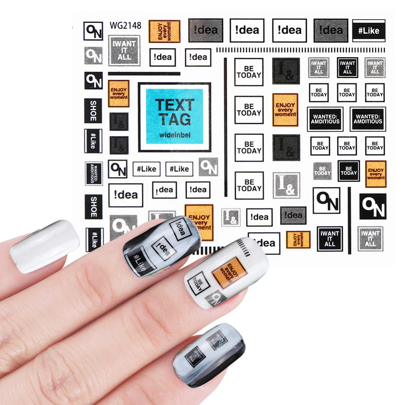 

1 sheet Fashion Logo Slogan Pattern Nail Stickers Water Transfer Decals Foils Polish DIY Nail Art Tools Nails Beauty BEWG2148