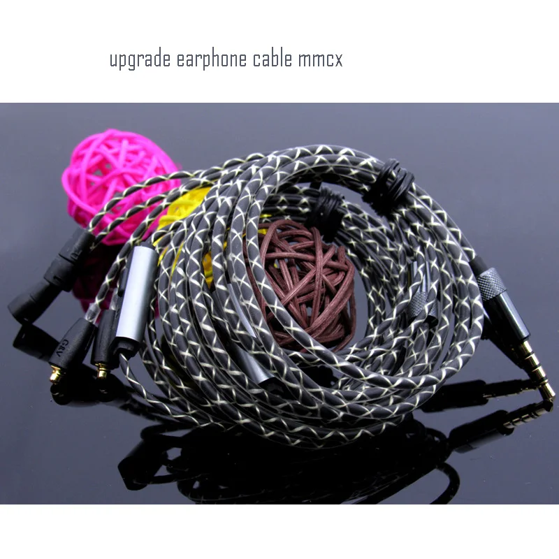 

replacement parts ie800 style serpentine earphone mmcx cable for shure se846 se215 se535 with microphone for senfer dt6 pt15 xba