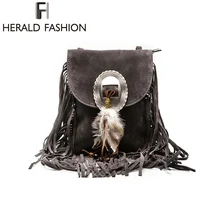 Herald, модные женские сумки-мессенджеры с кисточкой, женские качественные кожаные сумки на плечо с перьями, повседневные женские сумки с клапаном Crossbady