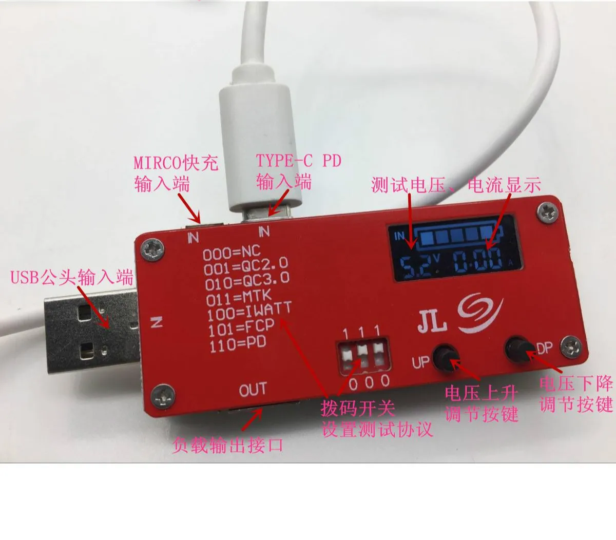 

Voltage and Current Test Board Type-c PD Deceiver QC3.0 Test Board USB-PD Compatibility Tester