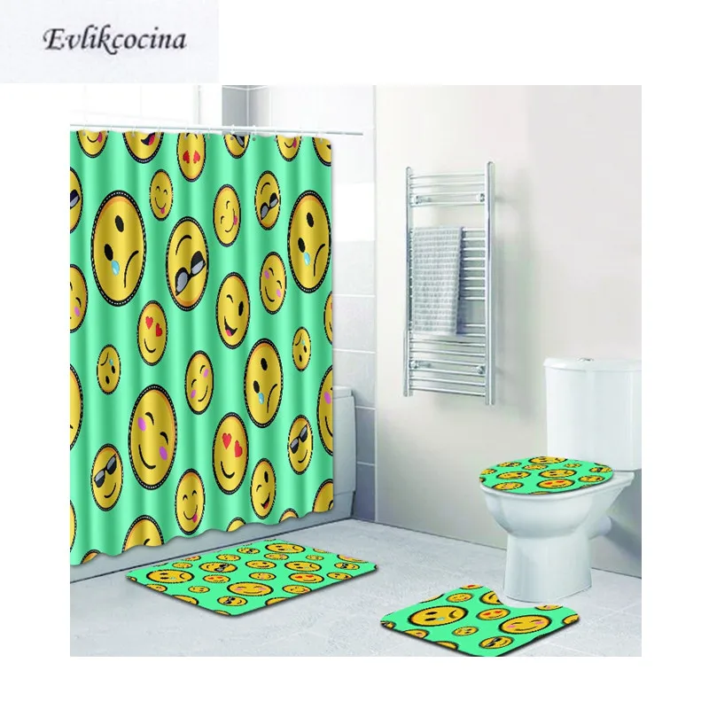 

Free Shipping 4pcs Small Expression Banyo Bathroom Carpet Toilet U Type Bath Mats Set Non Slip Tapis Salle De Bain Alfombra Bano