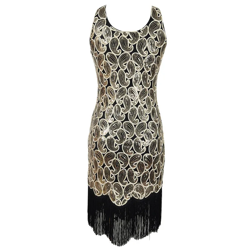 Spring Autumn Black Sleeveless Sequins Dress 2018 Sexy Bodycon Sheath Gold Pattern O-Neck Party Dresses Nightclub Vestidos (1)