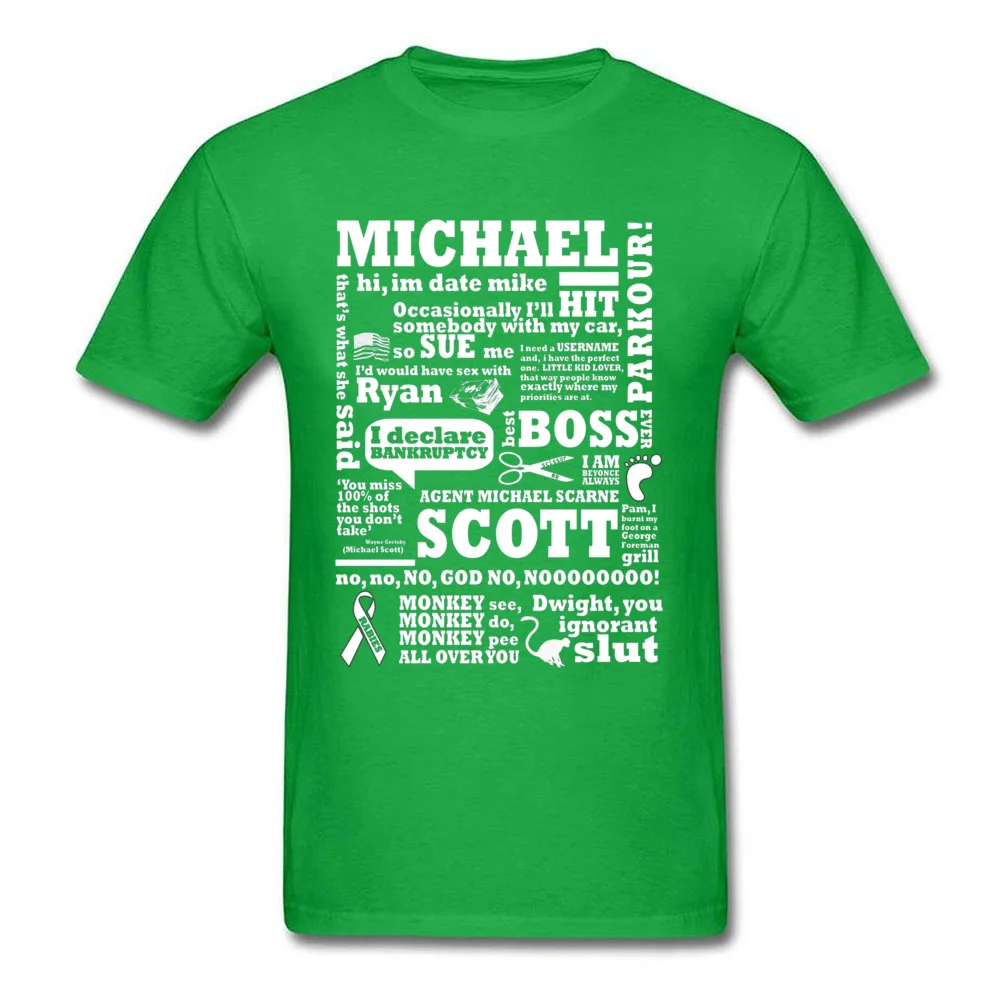 Michael Scott 22609 100% Cotton Normal Tees Cheap Short Sleeve Men Tshirts Printing Lovers Day T Shirt Crew Neck Michael Scott 22609 green