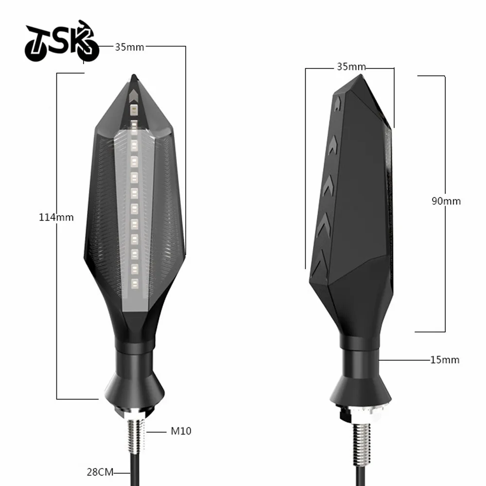 Универсальный светодиодный индикатор поворота для мотоцикла M10, янтарный светильник, 12 В, струящийся последовательный светильник со стрелкой