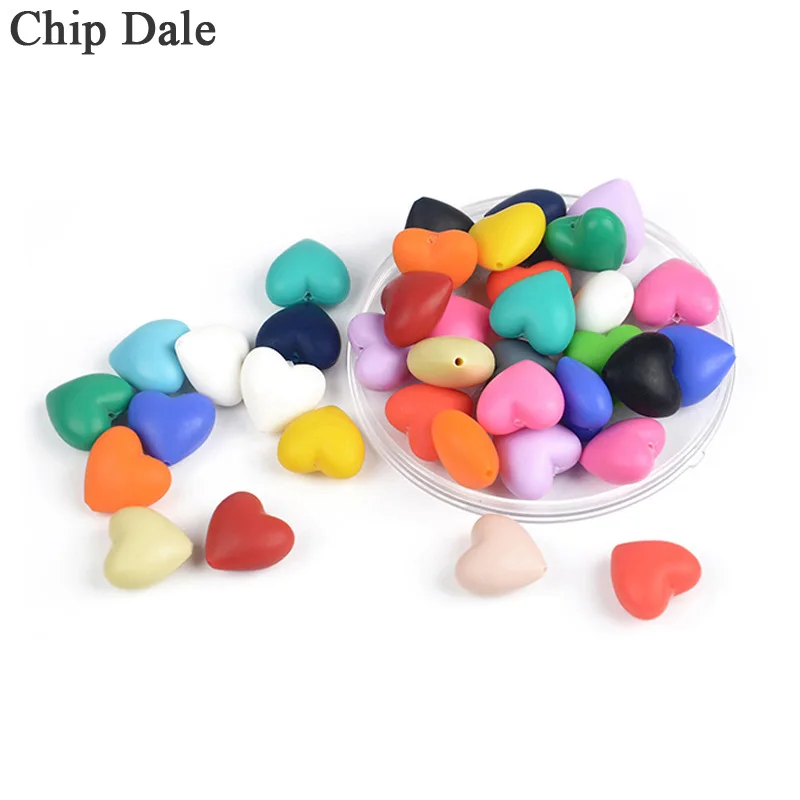 

Chip Dale 10pcs/lot Heart Shape Silicone Beads BPA Free DIY Necklace Jewelry Making Loose Beads For Pacifier Chain Necklace