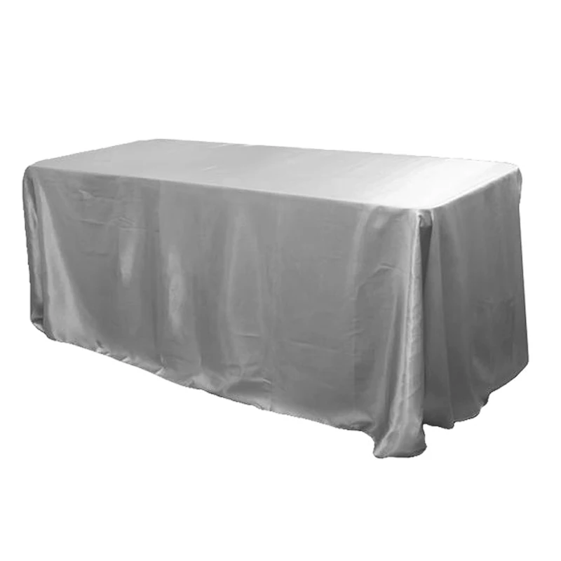 5 шт./упак. прямоугольный атласная Скатерть Белый/черное покрытие стола для Свадебная вечеринка ресторан, банкетный стол аксессуары 57x126 дюймов - Цвет: Silver