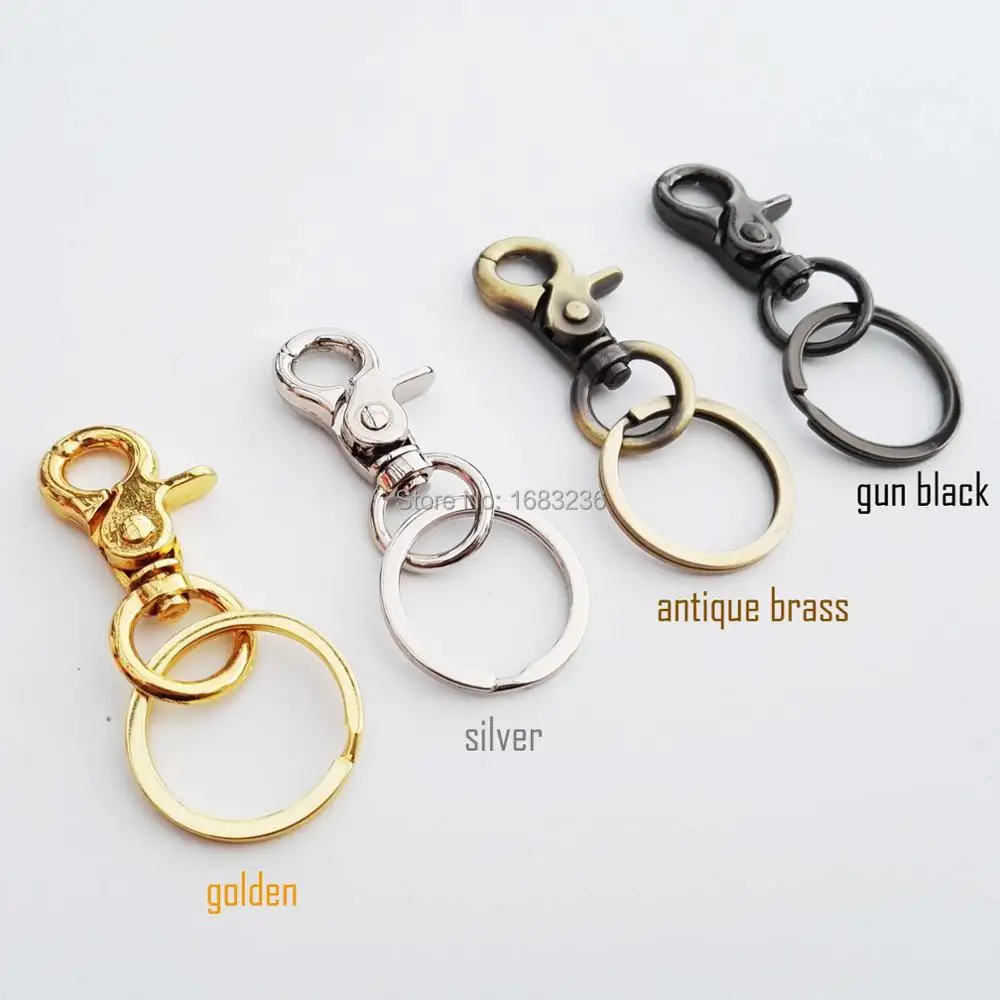 

1 set Metal Swivel Lobster Keychain Car Key ring Keyring Clasp Clip Trigger Buckle Snap Hook with Split ring 4 color 2 style