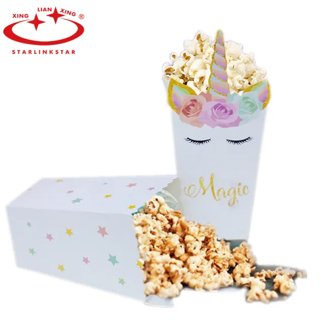 6 Pcs Boxes Of Popcorn Unicorn Popcorn Theme Party Baby Shower