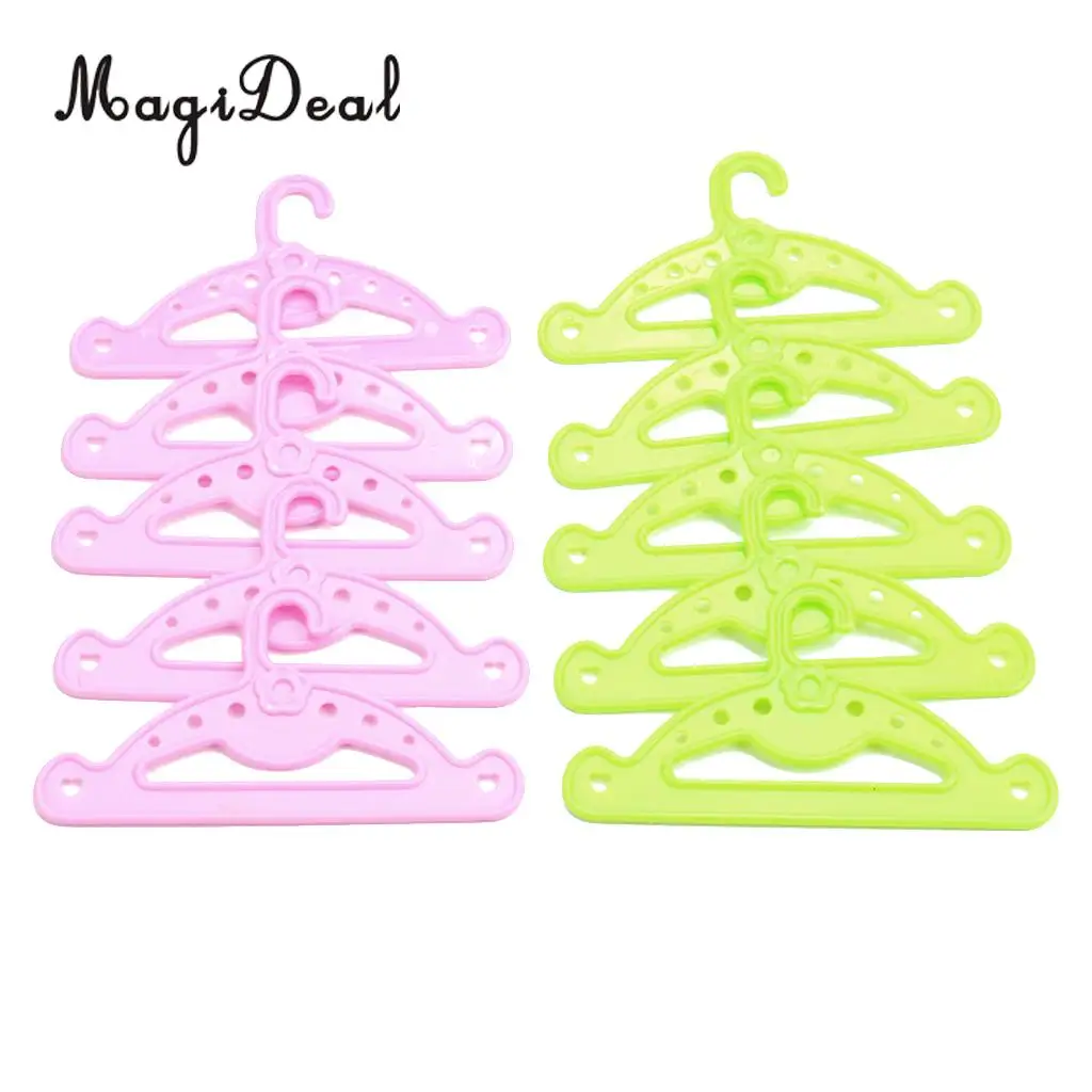 Cute Miniature 10Pcs Plastic Doll Costume Clothing Acc Clothes Hangers for 18 Inch American Doll Children Girls Toys