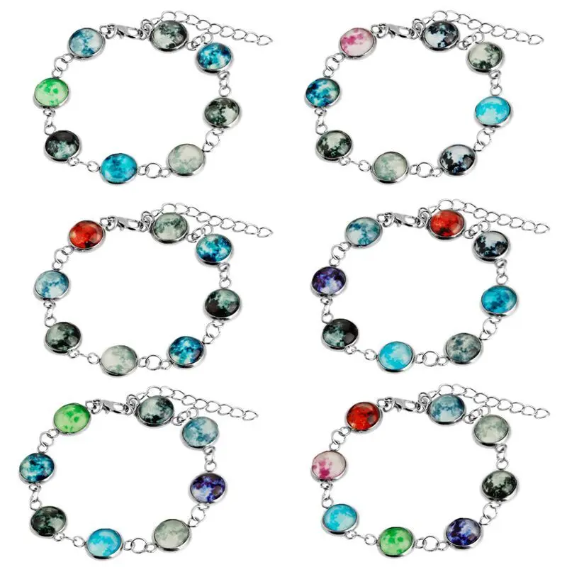 

Full Moon Bracelet Glow In The Dark Luminous Space Galaxy Planet Handmade Sun Moon Jewelry Statement Space Bracelets