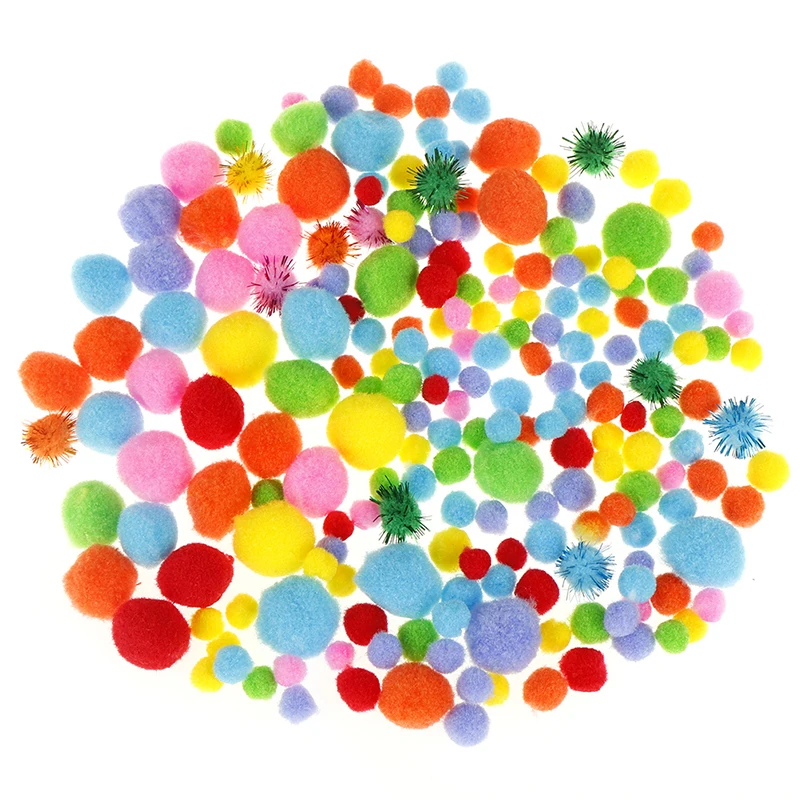 

Mixed 10/15/25/30mm 30/50/100/200/300pcs Multicolor Pompoms Pom-pom Kindergarten Educational DIY Art Craft Kids