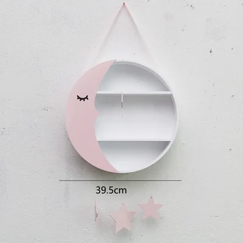 

2019 Fashion Hanging Walls Holding Moon Wall Shelves No Holes Children's Rooms Bedrooms Decorative Walls Hanging Mural Ornament
