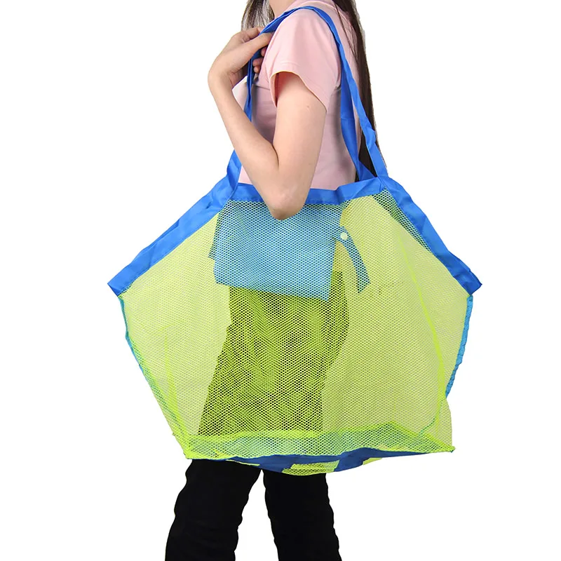 Children Baby Outdoor Beach Sandy Toy Clothes Towel Collecting Bags Shoulder Bags Large Space Mesh Bags