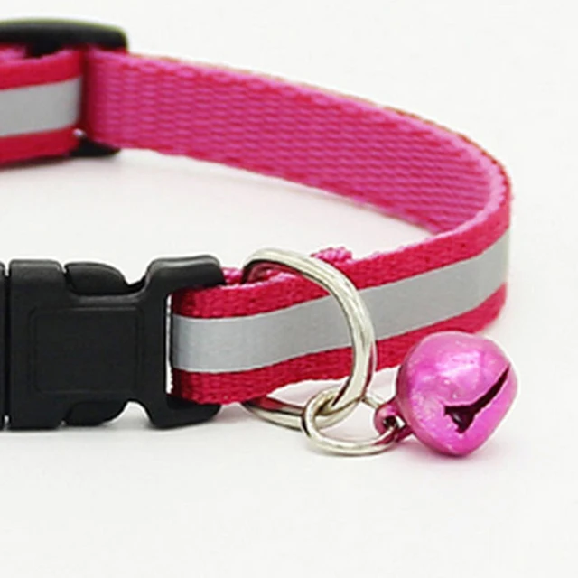1pc Adjustable Pet Cat Dog Puppy Reflective Collars Safety Buckle Bell Neck Strap Dog Supplies Cat Collars 4