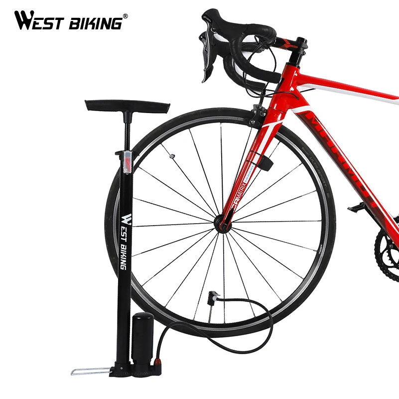 WEST BIKING 150 фунтов/кв. дюйм велосипедный насос стальной корпус MTB дорожный велосипед высокое давление шин Надувные велосипедные аксессуары велосипедный насос