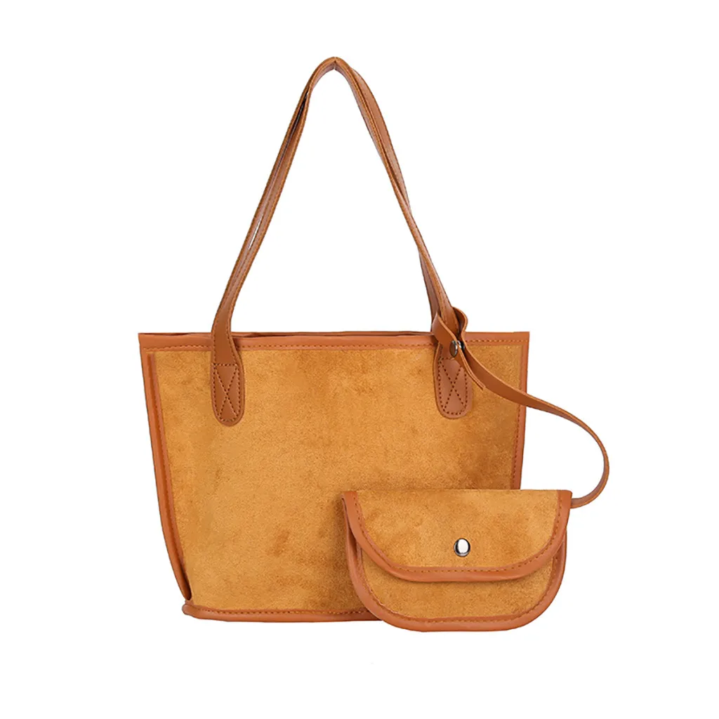 

Maison Fabre Women Plush Simple Tote Bag Solid Zipper PU Two-piece Single Shoulder Large Capacity Bag Leisure Shoulder Bag De20