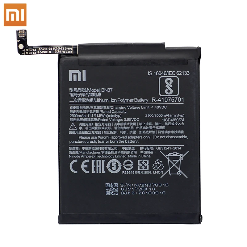 Аккумулятор для телефона Xiao mi BN37 для Xiao mi Red mi 6 Hong mi 6A 2900 мАч, Высококачественная запасная батарея, розничная посылка+ инструмент