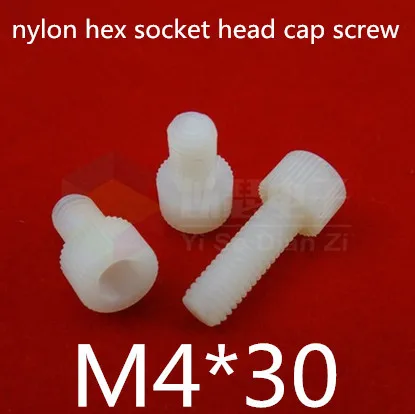 

100pcs/lot DIN912 M4*30 m4 Nylon plastic ( hex) hexagon socket head cap screw