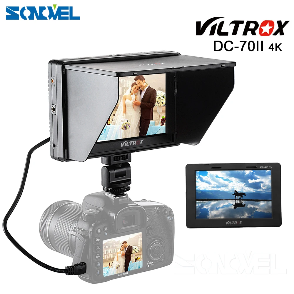 ЖК монитор Viltrox 7 дюймов цветной TFT HD дисплей с зажимом 4K HDMI AV вход разрешение 1240x600