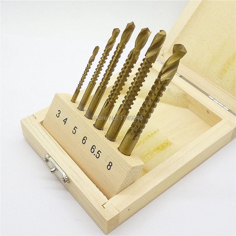 6pcs Titanium HSS Drill Saw Bit Set 3mm to 8mm Woodworking Drill Bit