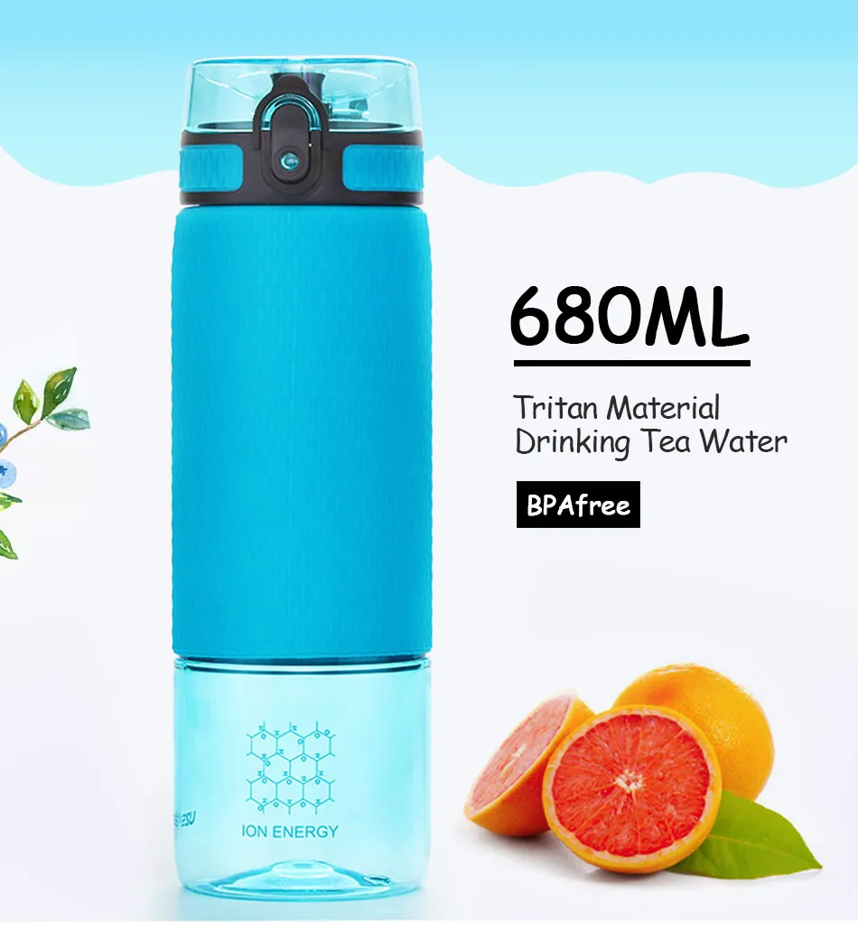 UZSPACE 700ml Tritan Sports Water Bottles Creative Portable buckle Lemon fruit tea Filter Shaker Drink Bottle For Water BPA Free680ML5057_01