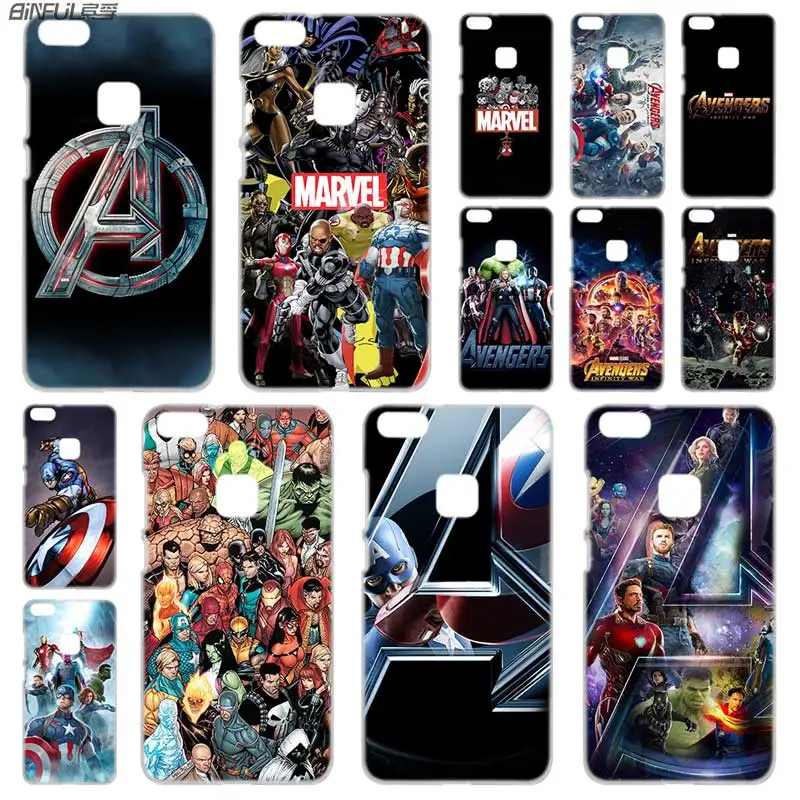 

BINFUL PC Transparent for Huawei p20 lite case P8 P9 P10 Lite 2017 Plus Pro P Smart Mini The Marvel Avengers