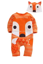 Bosudhsou NEW Baby Children Clothing Baby Girl Infant Costume Sleepwear Pajamas Jumpsuit fox Romper Hat 2pcs