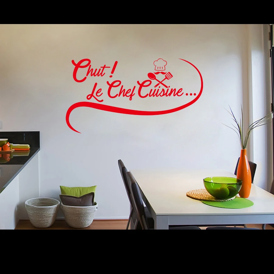 Connoch Wall Decals Citation Sticker Citation Cuisine Chut Le Chef Cuisineremovable Diy Home Decor Wallpaper Vinyl Wall Decor Wall Stickers Aliexpress