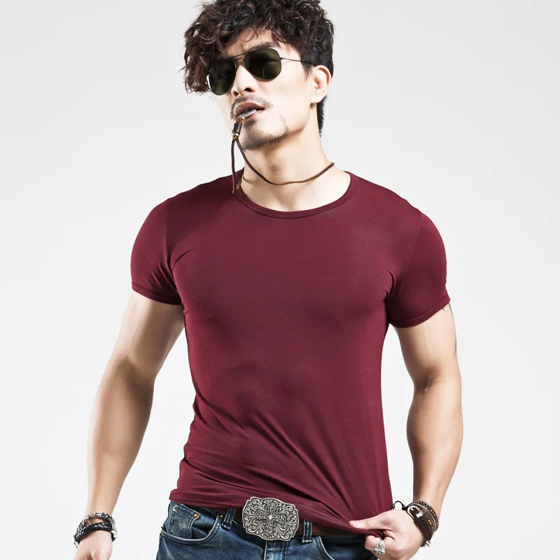 

Men Pure Color O-Neck T-Shirt Render Unlined Upper Garment T Shirt For Male With Short Sleeves Tight Mens Clothes