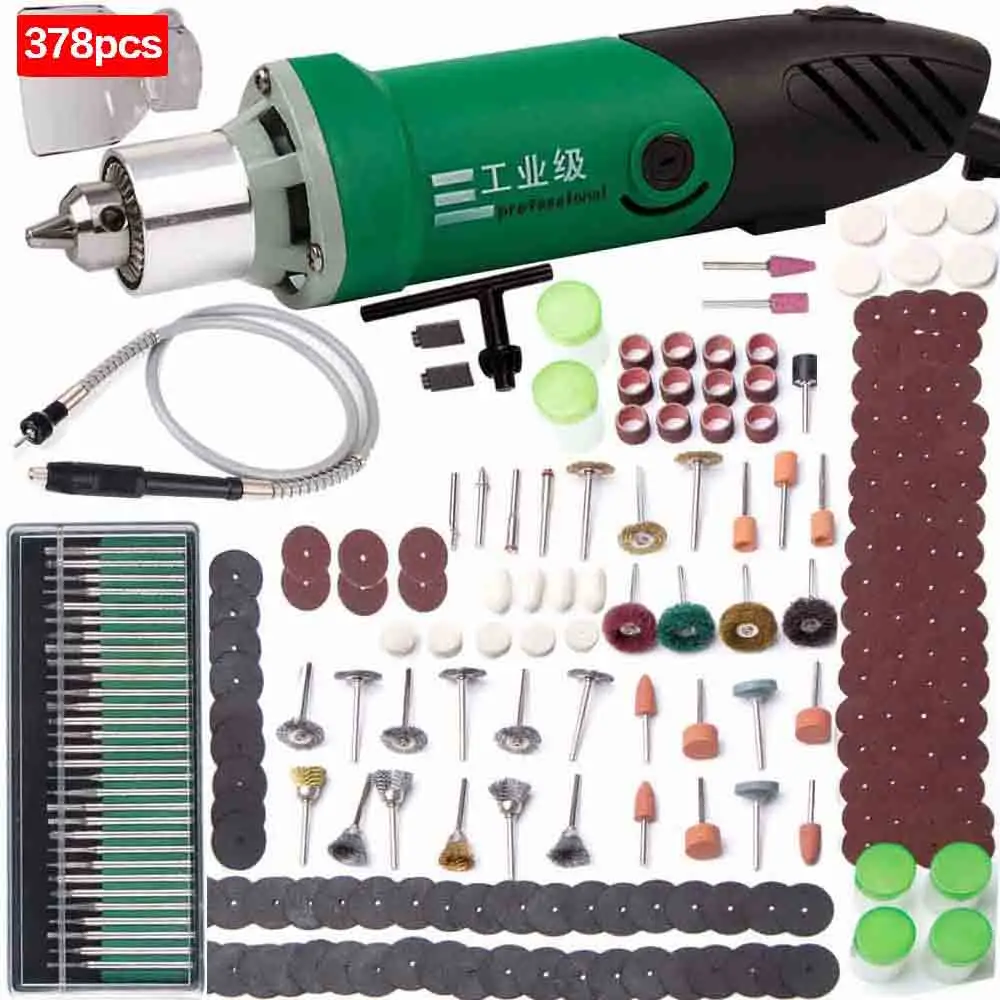 VP505-378pcs 480 Вт/180 Вт 2 стиля, электрическая дрель, 6 позиций, переменная скорость, вращающийся инструмент, мини-шлифовальная машина для Dremel, шлифовальный металл, электрические сверла, инструменты - Цвет: VP505-378pcs