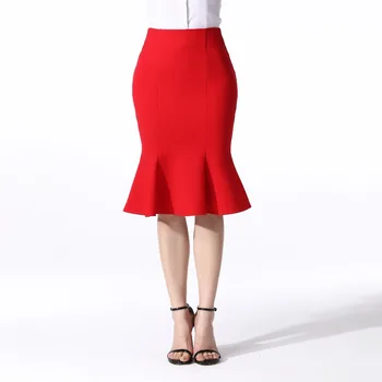 

MNOGCC Hot Slim Skirt Red Knee Length Skirt Summer Office Nightclubs Fashion Skirt Black Wine Red Size