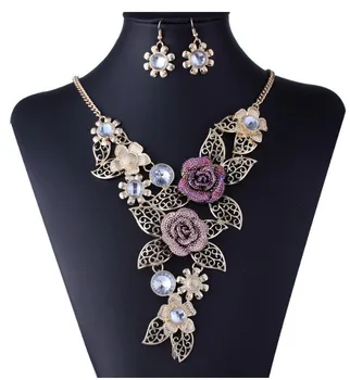 

European and American Jewelry exaggerated retro necklace, crystal necklace, ladies' suit bag accessories