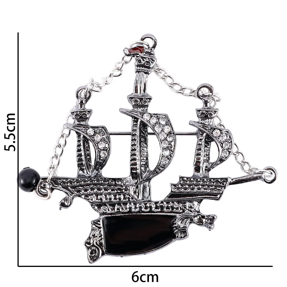 Винтажная серебряная брошь Пиратская лодка эмаль значок пиратский корабль с драконом черный жемчуг ковбойские лацканы булавка сувенир модные подарки