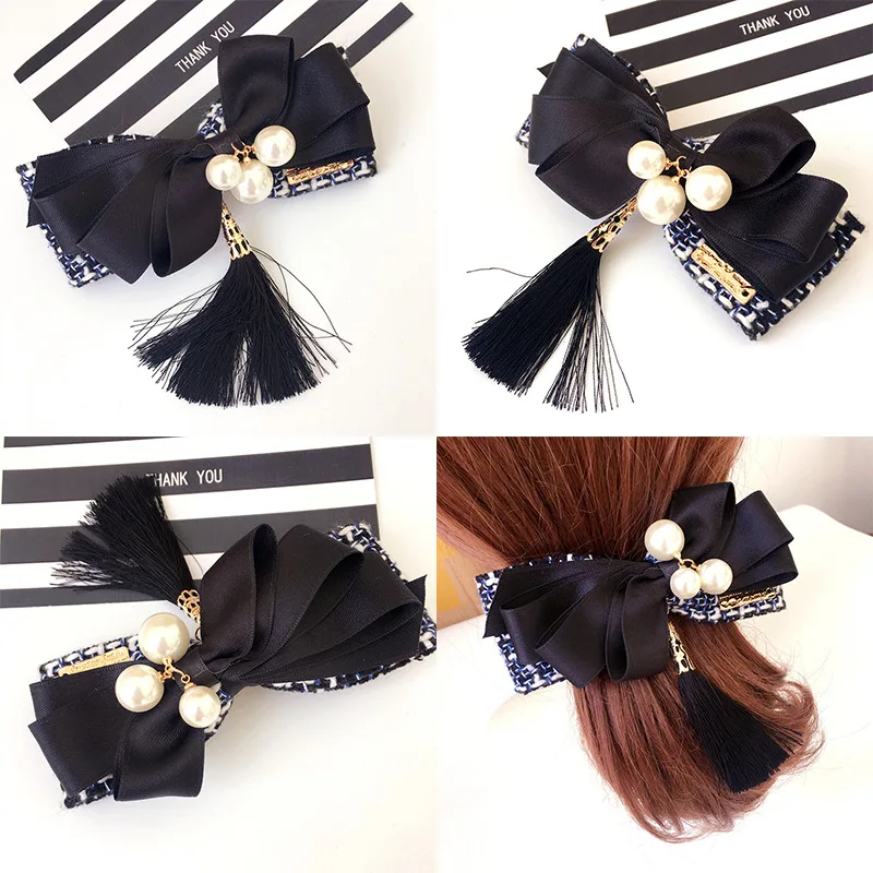 FashionPearlwoolenclothTasselsHairClipsHairAccessoriesWomen