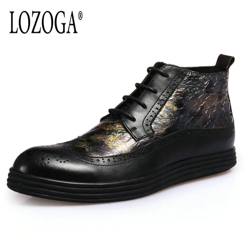

Lozoga Men's Leather Shoes Spring and Autumn New Fashion Boots Original Brand Design Men Dress Shoes Trend Boots krasovki Male